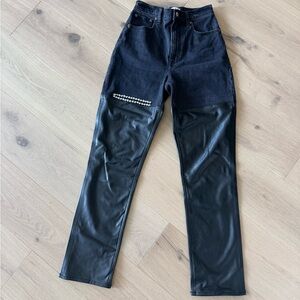 Abercrombie & Fitch Black Two-Material Straight Leg Jeans